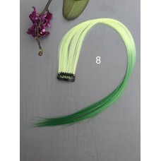 Двухцветная прядь на зажиме цвет 8 (лимонный/зеленый)