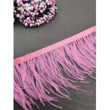 Перо страуса на тесьме (цвет розовый) 10 см