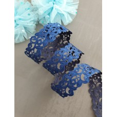 Декоративная лента "Ажурные листочки" (цвет темно-синий)