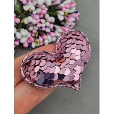 Сердечко с двухсторонними пайетками (цвет розовый/золото)