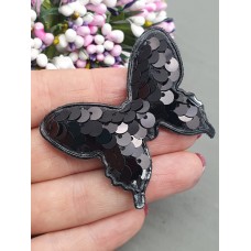 Патч "Бабочка с двухсторонними пайетками" цвет черный