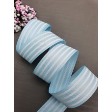 Лента репсовая 25 мм "Полосочка" (цвет голубой)