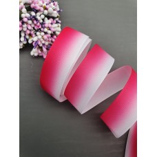 Лента репсовая 25 мм "Градиент" цвет белый/розовый