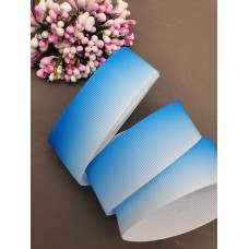 Лента репсовая 25 мм "Градиент" цвет голубой/белый 2