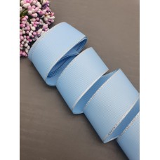Лента с люрексом 38 мм (цвет 308 - голубой/серебро)