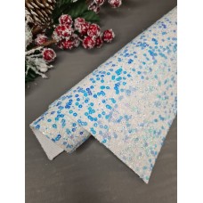 Блестящий материал "Блестящие пайетки" (цвет белый с голубыми пайетками)